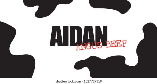 Aiden Angus Beef Cow Theme Label for Personalization, Customizing and Monograming. Fun Farm Theme. Vector art is fully scalable.