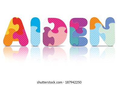AIDEN written with alphabet puzzle - vector illustration