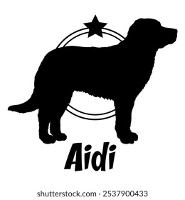 Aidi perro silueta, perro, razas de perro, logotipo, Vector, silueta, diseño del logotipo, animal, ilustración, icono, signo, diseño, negro, símbolo, mascota