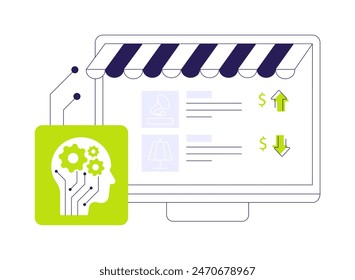 AI-Dictated Dynamic Pricing abstract concept vector illustration. Sales. Adjust pricing dynamically with AI recommendations, maximizing profits. AI Technology. abstract metaphor.