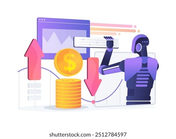 AI-Dicted Dynamic Pricing conceito abstrato vetor ilustração. Vendas. Ajuste os preços dinamicamente com as recomendações da IA, maximizando os lucros. Tecnologia AI. metáfora abstrata.