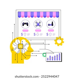 AI-Dictated Dynamic Pricing abstract concept vector illustration. Sales. Adjust pricing dynamically with AI recommendations, maximizing profits. AI Technology. abstract metaphor.