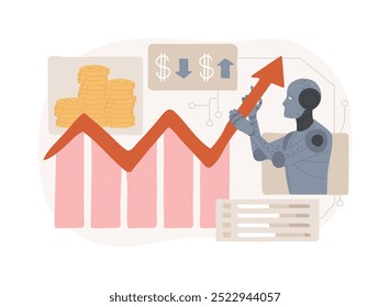 AI-Dictated Dynamic Pricing abstract concept vector illustration. Sales. Adjust pricing dynamically with AI recommendations, maximizing profits. AI Technology. abstract metaphor.