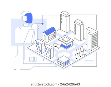 AI-Driven 3D Modeling abstract concept vector illustration. Architecture and Design. Create detailed 3D architectural models and simulations with AI software. AI Technology. abstract metaphor.
