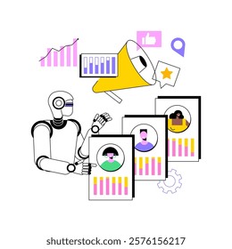 AI-Driven Account-Based Marketing abstract concept vector illustration. AI analyzing target accounts, personalized strategies and engagement, B2B marketing, customer targeting abstract metaphor.