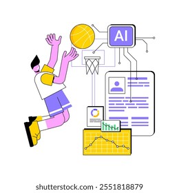 AI-Driven Athlete Personalization abstract concept vector illustration. Sports Analytics. Tailor training programs, recovery strategies for individual athletes. AI Technology. abstract metaphor.