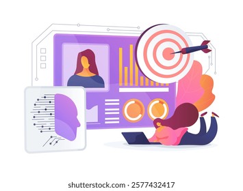 AI-Driven Behavioral Targeting abstract concept vector illustration. AI analyzing user behavior, deliver targeted ads, improving campaign effectiveness, analytics and targeting abstract metaphor.