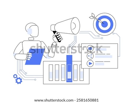AI-Driven Behavioral Targeting abstract concept vector illustration. AI analyzing user behavior, deliver targeted ads, improving campaign effectiveness, analytics and targeting abstract metaphor.