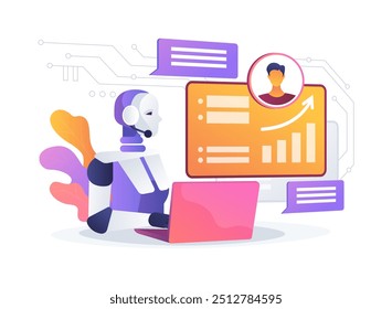 AI-Driven Call Analysis abstract concept vector illustration. Sales. Analyze sales call recordings, gain insights for training and improving sales strategies. AI Technology. abstract metaphor.