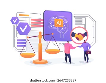 AI-Driven Conflict Resolution Systems abstract concept vector illustration. AI mediates team conflicts by analyzing communication patterns and offering solutions. abstract metaphor.