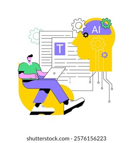 AI-Driven Creative Writing abstract concept vector illustration. Art and Creativity. Generate poetry, stories and scripts with AI algorithms and prompts. AI Technology. abstract metaphor.