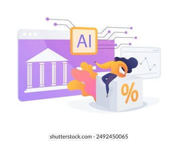 AI-Driven Credit Risk Assessment abstract concept vector illustration. Finance and Accounting. Creditworthiness of businesses, credit scoring models. AI Technology. abstract metaphor.