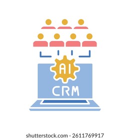 ai-driven crm line icon. Vector isolated element. Editable stroke.