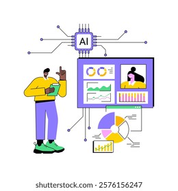 AI-Driven Customer Lifetime Value Analysis abstract concept vector illustration. AI calculating customer lifetime value, enhancing retention, data-driven strategies abstract metaphor.