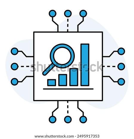AI-Driven Data Analysis Icon. Automated Data Analytics Icon. Digital AI Insights. Smart Data Processing Icon. Tech Analysis AI Icon.