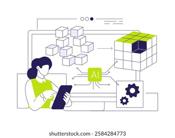 AI-Driven Data Transformation abstract concept vector illustration. Data Analysis. Automate data transformation processes, data quality and usability. AI Technology. abstract metaphor.