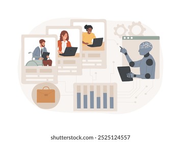 AI-Driven Diversity and Inclusion Initiatives abstract concept vector illustration. Human Resources. Identify diversity and inclusion gaps. Workplace equality. AI Technology. abstract metaphor.