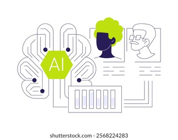 AI-Driven Diversity and Inclusion Initiatives abstract concept vector illustration. Human Resources. Identify diversity and inclusion gaps. Workplace equality. AI Technology. abstract metaphor.