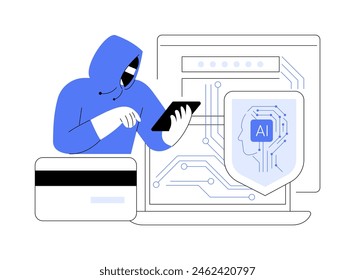 AI-Driven Fraud Prevention abstract concept vector illustration. E-commerce. Detect and prevent fraudulent transactions. Safe online shopping business. AI Technology. abstract metaphor.