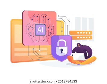 AI-Driven Fraud Prevention conceito abstrato vetor ilustração. Comércio eletrônico. Detectar e prevenir transações fraudulentas. Negócio de compras on-line seguro. Tecnologia AI. metáfora abstrata.