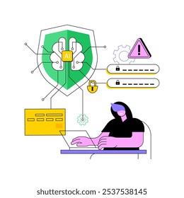 AI-Driven Fraud Prevention conceito abstrato vetor ilustração. Comércio eletrônico. Detectar e prevenir transações fraudulentas. Negócio de compras on-line seguro. Tecnologia AI. metáfora abstrata.