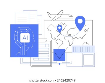 KI-gesteuerte Frachtbrokerage abstrakte Konzept Vektorillustration. Transport und Verkehr und Logistik. Abgleich von Spediteuren und Spediteuren durch KI-Algorithmen. KI-Technologie. Abstrakte Metapher.