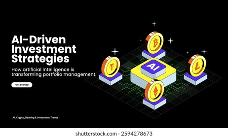 AI-Driven Investment Strategies – Automated Wealth Management with Robots, Charts, and Data Analysis | Finance and Technology Vector Design
