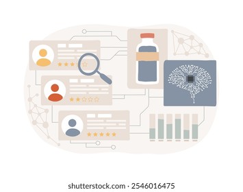 AI-Driven Market Research abstract concept vector illustration. Research and Development. Consumer behavior, market trends, marketing strategy development. AI Technology. abstract metaphor.