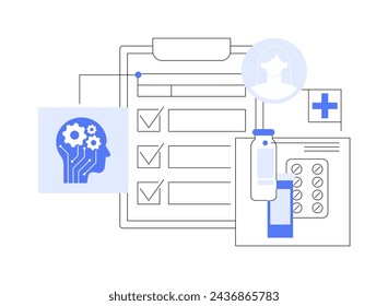 AI-Driven Personalized Treatment Plans abstracto concepto ilustración vectorial. Asistencia sanitaria. Personalizar el plan de tratamiento para el paciente, la composición genética, la historia clínica. Tecnología AI. metáfora abstracta.