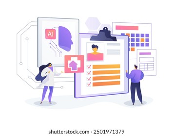 AI-Driven Personalized Treatment Plans abstract concept vector illustration. Healthcare. Customize treatment plan for patient, genetic makeup, medical history. AI Technology. abstract metaphor.