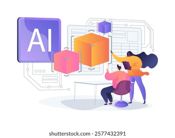 AI-Driven Product Demos abstract concept vector illustration. AI generating interactive demos, personalized customer presentations, enhancing pitch and product engagement abstract metaphor.