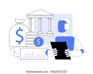 AI-Driven Public Finance abstract concept vector illustration. Government and Public Services. Financial management and transparency, AI-powered accounting and budgeting. abstract metaphor.