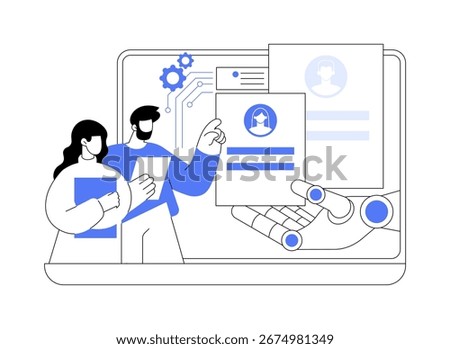 AI-Driven Recruitment and Screening abstract concept vector illustration. AI optimizing recruitment, screening candidates, using hiring tools, hiring processes abstract metaphor.