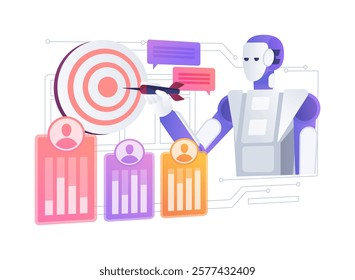 AI-Driven Sentiment Analysis for Campaigns abstract concept vector illustration. AI analyzing customer sentiments, refining campaigns, feedback analysis, optimizing campaigns abstract metaphor.