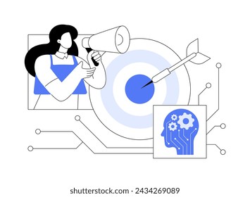 AI-Driven Targeted Marketing Strategies abstract concept vector illustration. Marketing and Advertising. Precise audience targeting and content personalization. AI Technology. abstract metaphor.