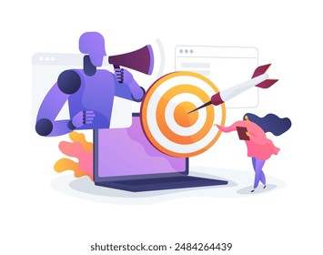 AI-Driven Targeted Marketing Strategies abstract concept vector illustration. Marketing and Advertising. Precise audience targeting and content personalization. AI Technology. abstract metaphor.