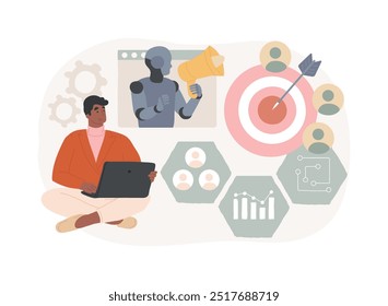 Estrategias de marketing dirigido por IA Ilustración vectorial de concepto abstracto. Marketing y Publicidad. Orientación precisa de la audiencia y personalización del contenido. AI Tecnología. metáfora abstracta.