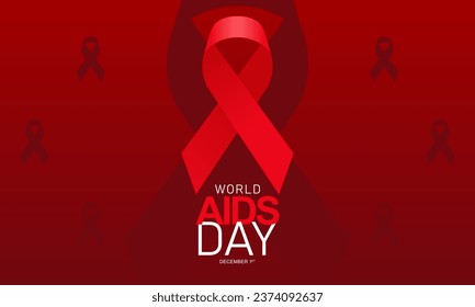 Aids Awareness Month  Campaign with Red Ribbon. World Aids Day Concept Banner Background