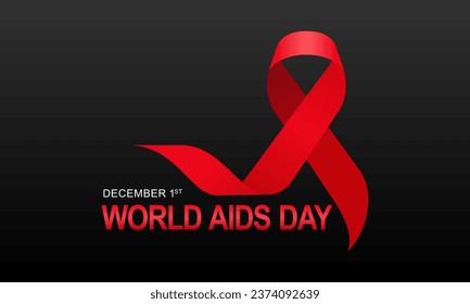 Aids Awareness Month  Campaign with Red Ribbon. World Aids Day Concept Banner Background