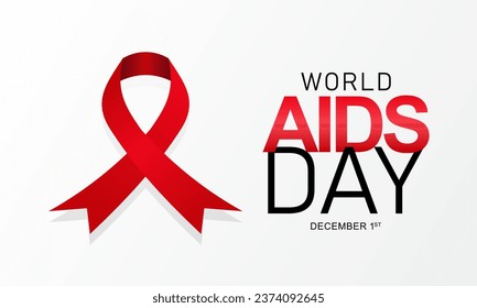 Aids Awareness Month  Campaign with Red Ribbon. World Aids Day Concept Banner Background