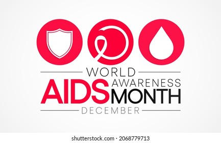 Aids awareness month is observed every year in December, This day brings attention to the growing number of people living long and full lives with HIV and to their health and social needs. Vector art