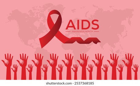 O mês da Conscientização sobre a AIDS é observado todos os anos, em dezembro. Conceito de conscientização médica. fundo, cartaz, modelo de banner Projeto de ilustração vetorial.