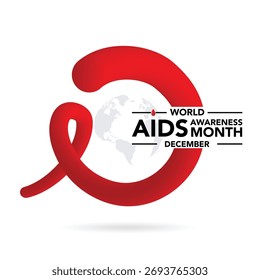 Aids-Bewusstsein Monat wird jedes Jahr im Dezember beobachtet, Dieser Tag bringt die Aufmerksamkeit auf die wachsende Zahl der Menschen leben lange und volle Leben mit HIV und auf ihre Gesundheit und soziale Bedürfnisse. Vektorkunst