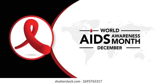 Aids-Bewusstsein Monat wird jedes Jahr im Dezember beobachtet, Dieser Tag bringt die Aufmerksamkeit auf die wachsende Zahl der Menschen leben lange und volle Leben mit HIV und auf ihre Gesundheit und soziale Bedürfnisse. Vektorkunst