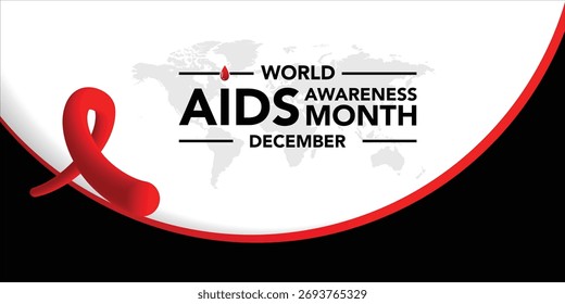 O mês de conscientização da Aids é observado todos os anos em dezembro, Este dia chama a atenção para o número crescente de pessoas que vivem longas e cheias com o HIV e suas necessidades sociais e de saúde. Arte vetorial