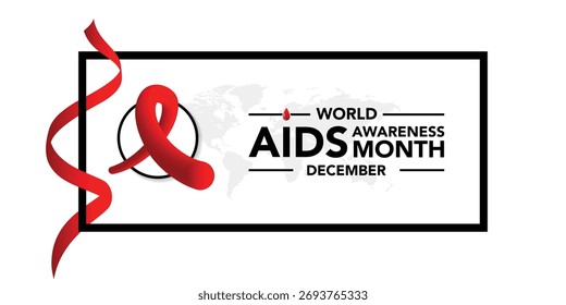 O mês de conscientização da Aids é observado todos os anos em dezembro, Este dia chama a atenção para o número crescente de pessoas que vivem longas e cheias com o HIV e suas necessidades sociais e de saúde. Arte vetorial