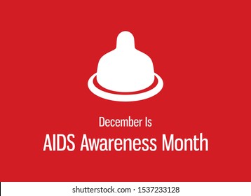 AIDS Awareness Month vector. Condom vector illustration. Condom silhouette on a red background. December Is AIDS Awareness Month vector. Important day