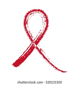 AIDS awareness Red brush stroke ribbon. Vector illustration. EPS 10.