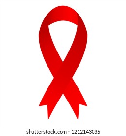 Aids Awareness red heart ribbon. Aids symbol. Vector graphic illustration.