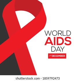 Aids awareness red ribbon social media template. World aids day celebrated every 1st December. 